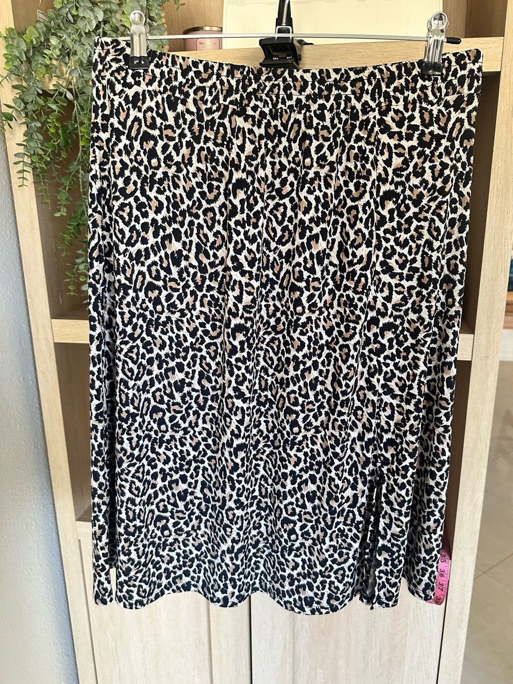 Leopard Print Midi Skirt in Black & Cream